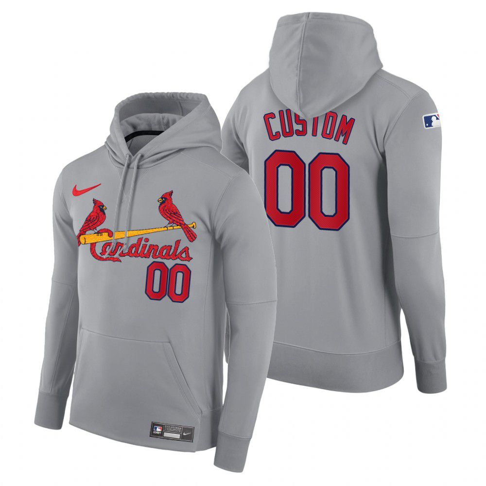 Men St.Louis Cardinals #00 Custom gray road hoodie 2021 MLB Nike Jerseys